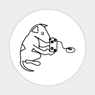 Cute Line Drawing of a Dog Playing Video Games Magnet